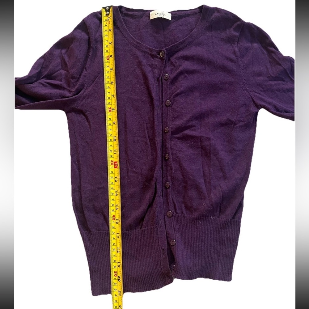 Amelia Women’s Purple Cardigan M Jewel Tone Classic Minimalist Dark Academia - Picture 6 of 7